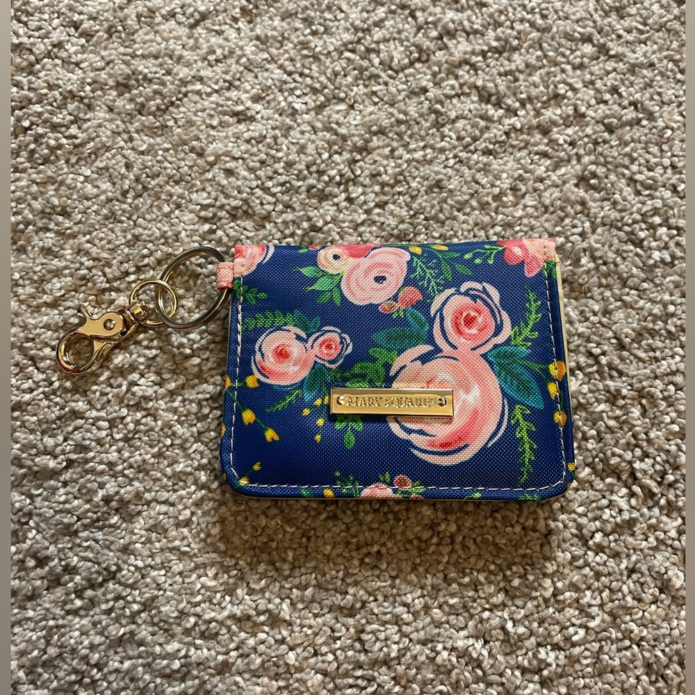 Mary Square - Floral Blue ID Wallet